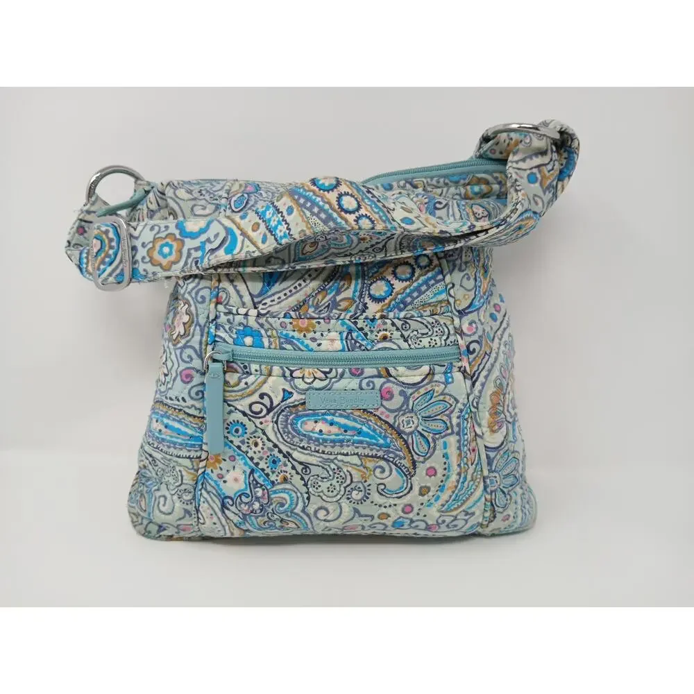 VERA BRADLEY Blue Daisy Dot Paisley Shoulder Strap Purse Bohemian Blue Luxury